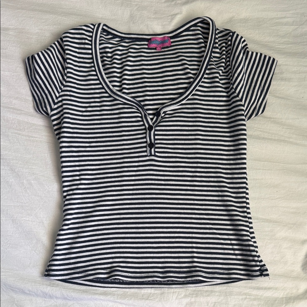 Edikted Black and White Striped Tee
